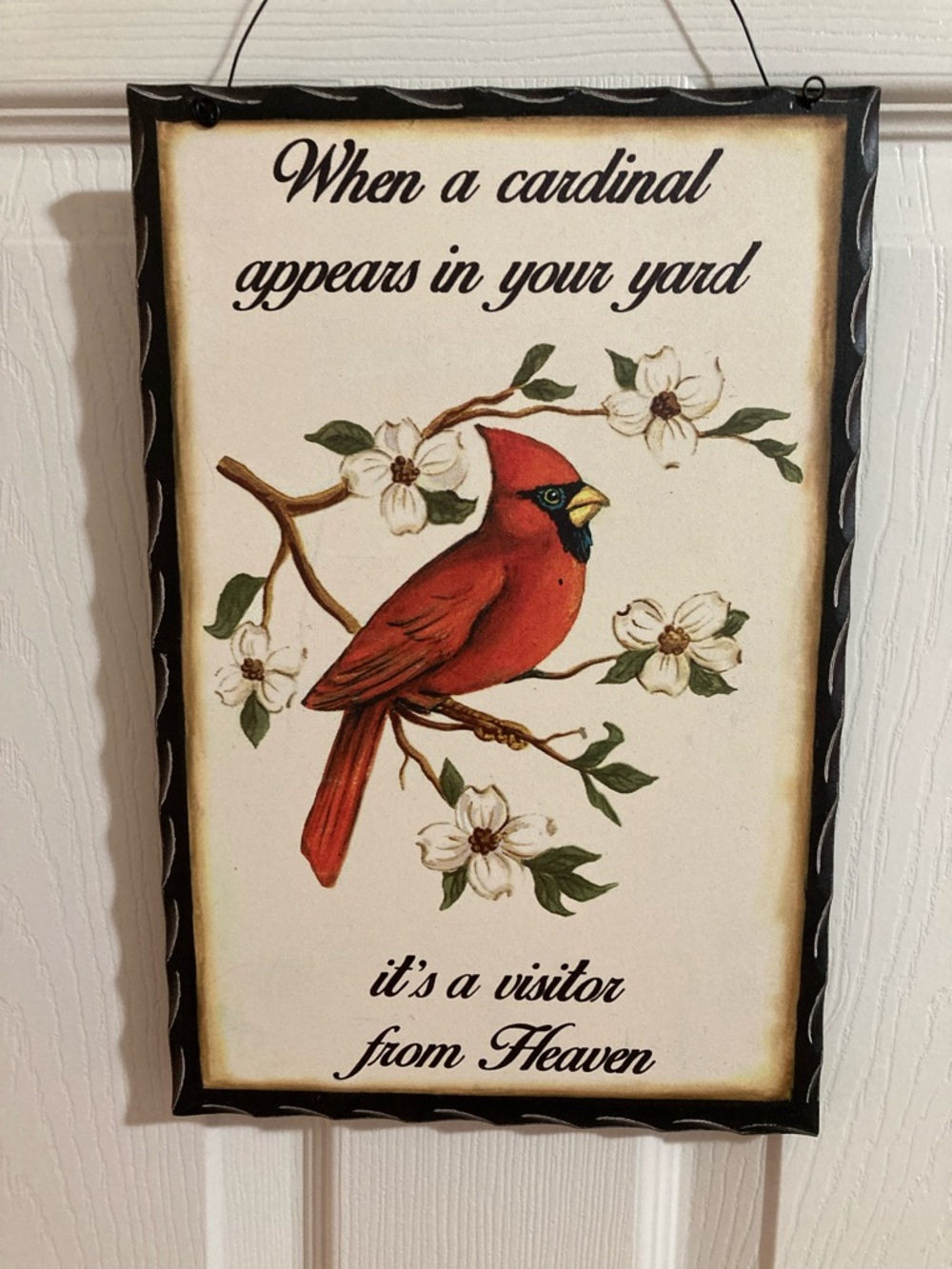 Red Cardinal Wall Plaque Sign - Bird Floral Art